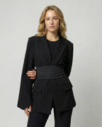 Tailored Belt Blazer Women-deqalli20240919-Calm Wears-Black-S-Calm Wears
