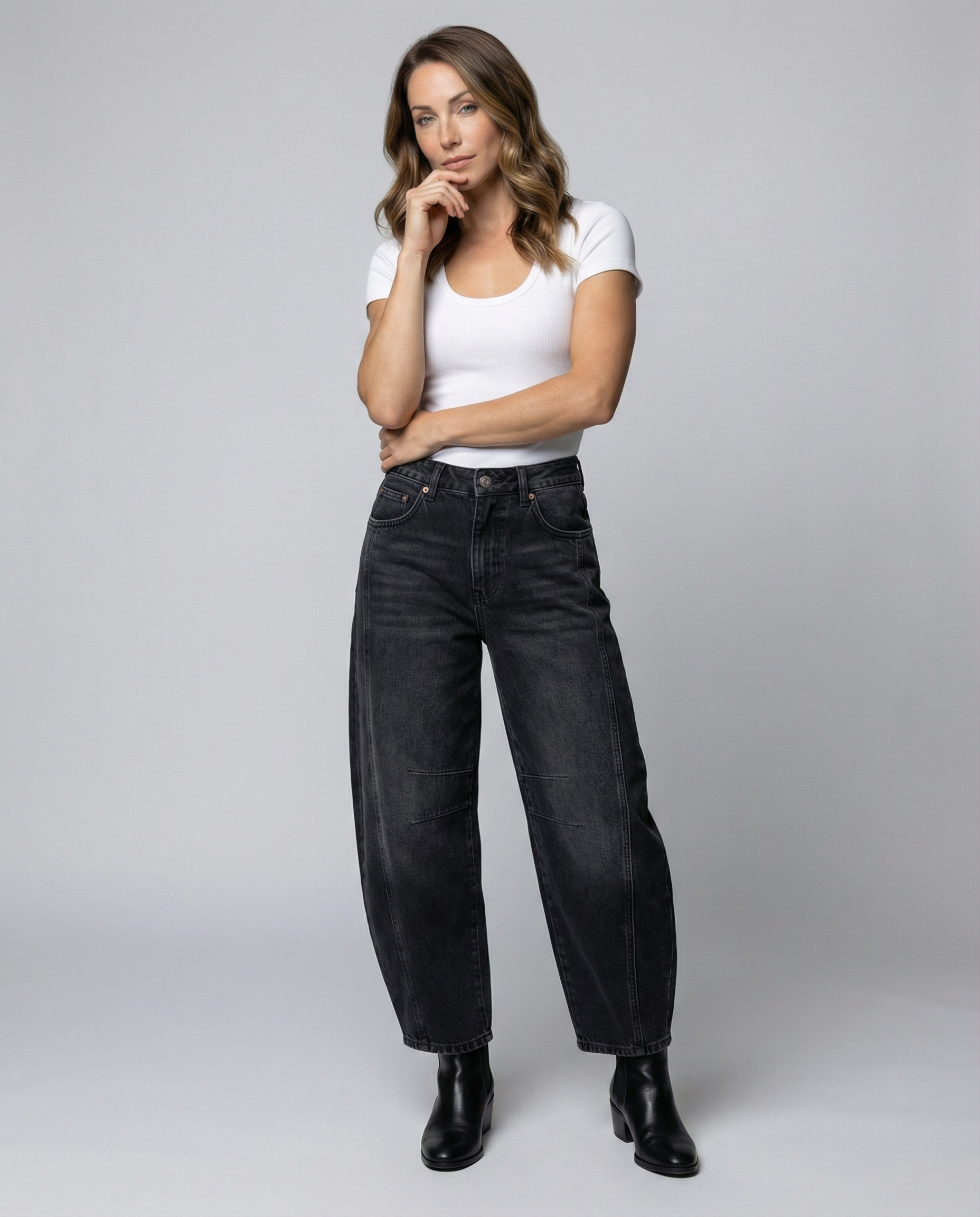 Trendy Barrel Jeans Women-stylerose20250401-Calm Wears-Black-XS-Calm Wears
