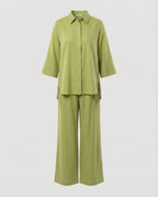 Two-piece set women with wide cut-https://detail.1688.com/offer/964199993700.html-Calm Wears-Green-S-Calm Wears