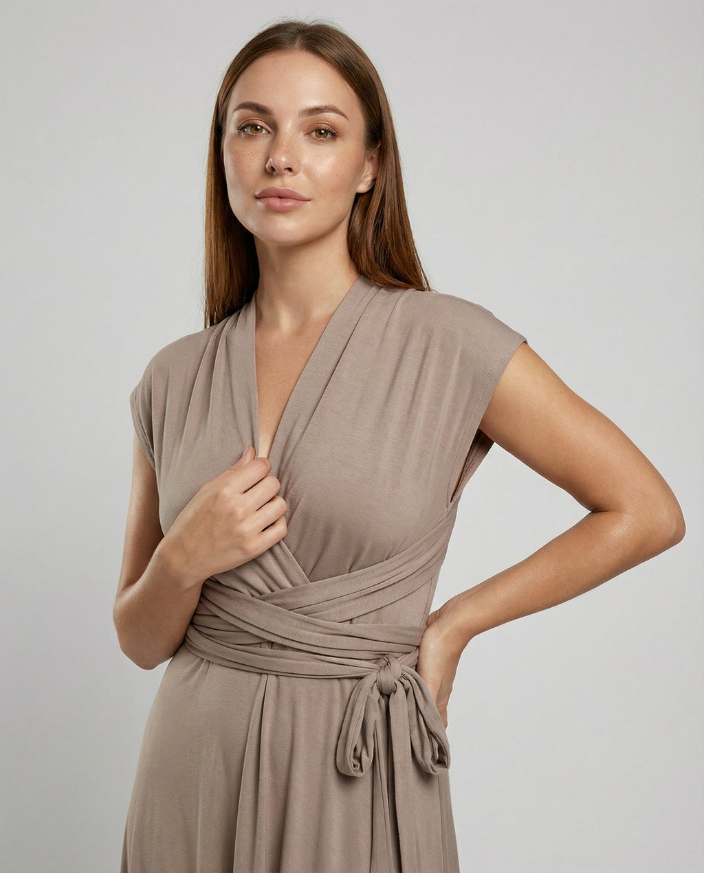 Versatile women's wrap dress-variera20240923-Calm Wears-Brown-S-Calm Wears