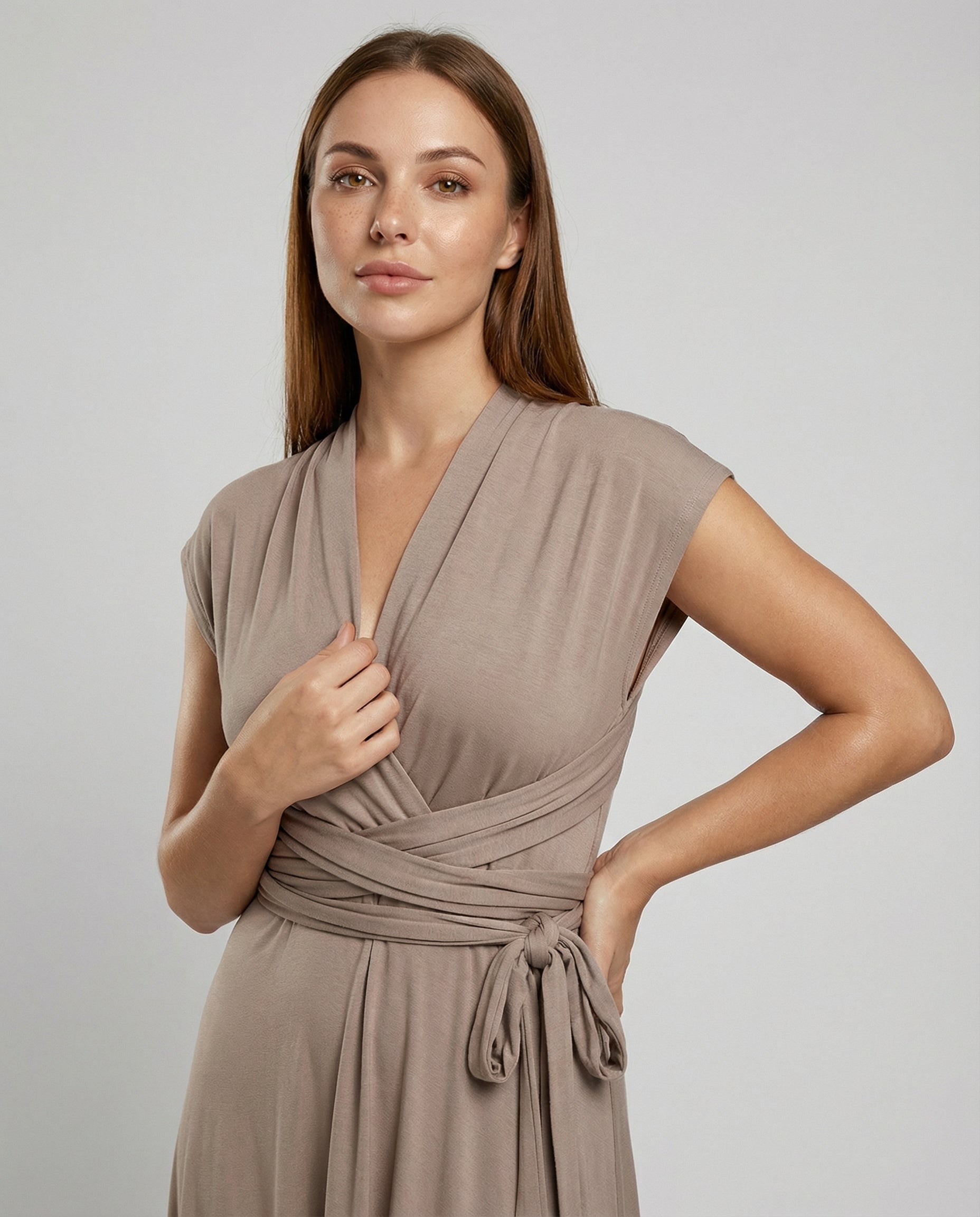 Versatile women's wrap dress-variera20240923-Calm Wears-Brown-S-Calm Wears