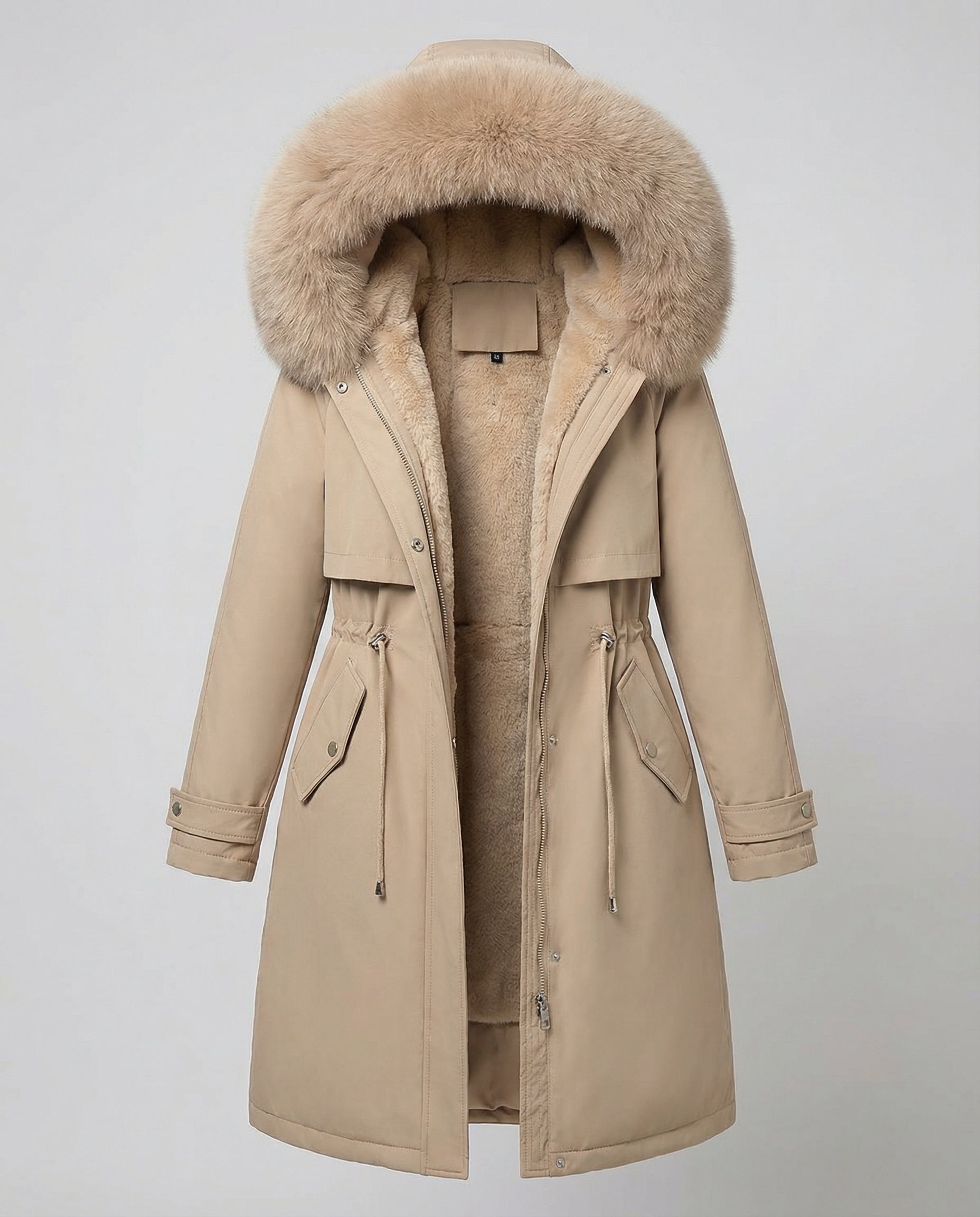Waterproof Winter Coat Women-lasmir20251119-Calm Wears-Beige-S-Calm Wears