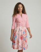 Women A-line dress with fitted belt and floral pattern-https://detail.1688.com/offer/741010731713.html-Calm Wears-Rosa-S-Calm Wears