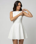 Women A-line dress with fitted top-https://detail.1688.com/offer/909667596082.html-Calm Wears-White-S-Calm Wears