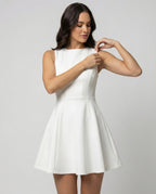 Women A-line dress with fitted top-https://detail.1688.com/offer/909667596082.html-Calm Wears-White-S-Calm Wears