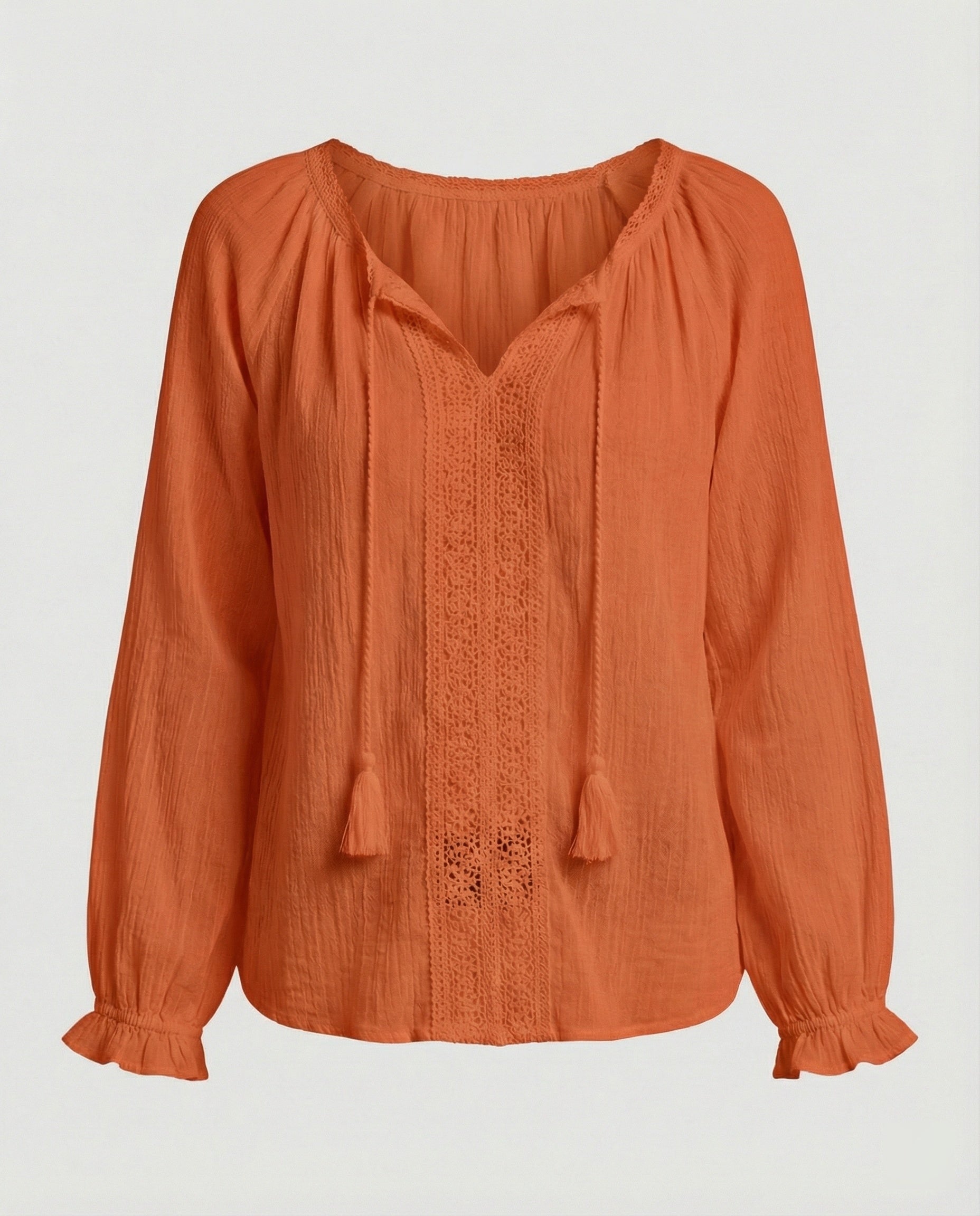Women Boho Blouse Top with Lace Summer-https://detail.1688.com/offer/922371523627.html-Calm Wears-Orange-S-Calm Wears