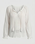 Women Boho Blouse Top with Lace Summer-https://detail.1688.com/offer/922371523627.html-Calm Wears-White-S-Calm Wears