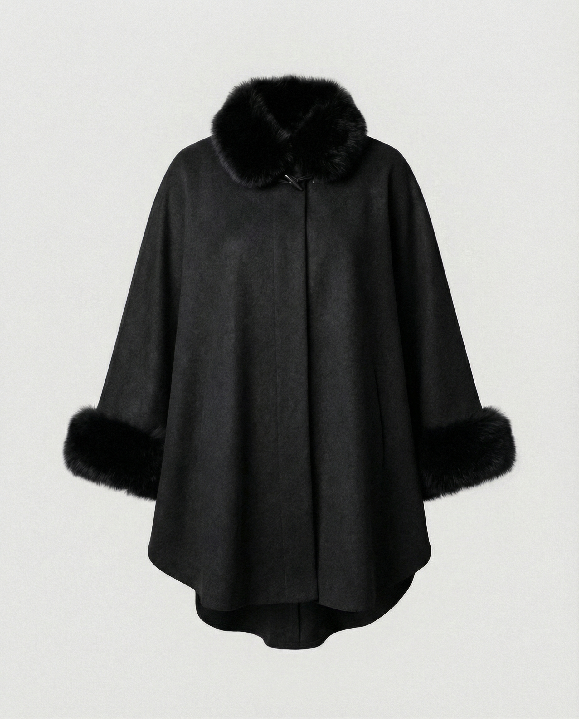 Women Cape Jacket Faux Fur-bakkermode20251110-Calm Wears-Black-S-Calm Wears