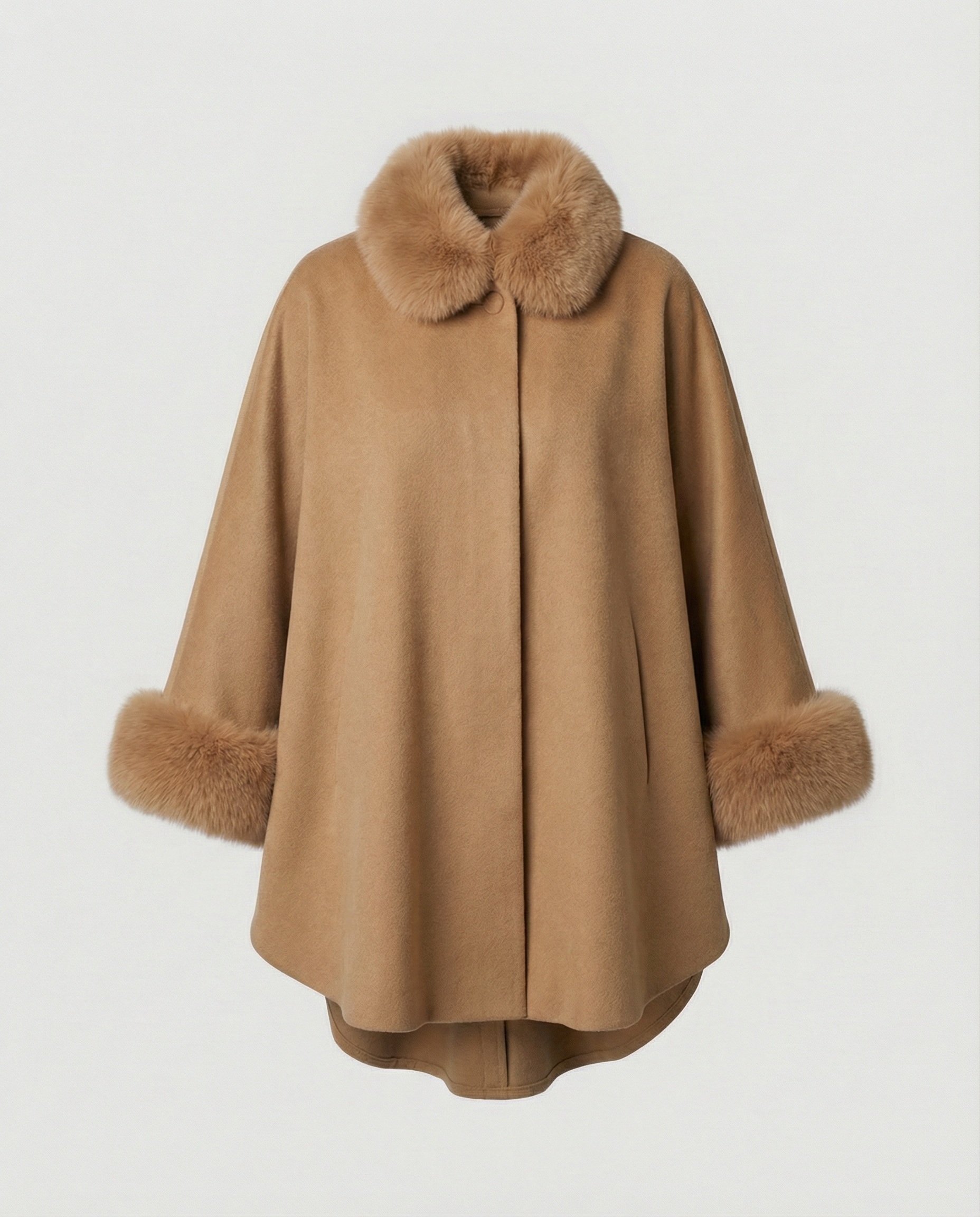 Women Cape Jacket Faux Fur-bakkermode20251110-Calm Wears-Brown-S-Calm Wears