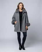 Women Cape Jacket Faux Fur-bakkermode20251110-Calm Wears-Gray-S-Calm Wears
