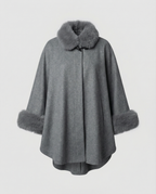 Women Cape Jacket Faux Fur-bakkermode20251110-Calm Wears-Gray-S-Calm Wears