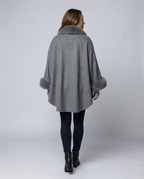 Women Cape Jacket Faux Fur-bakkermode20251110-Calm Wears-Gray-S-Calm Wears