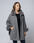 Women Cape Jacket Faux Fur-bakkermode20251110-Calm Wears-Gray-S-Calm Wears