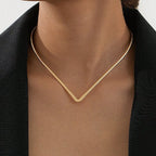 Women Choker Necklace with Modern V Design Calm Wears-https://detail.1688.com/offer/1036133907258.html-Calm Wears-Gold-Calm Wears