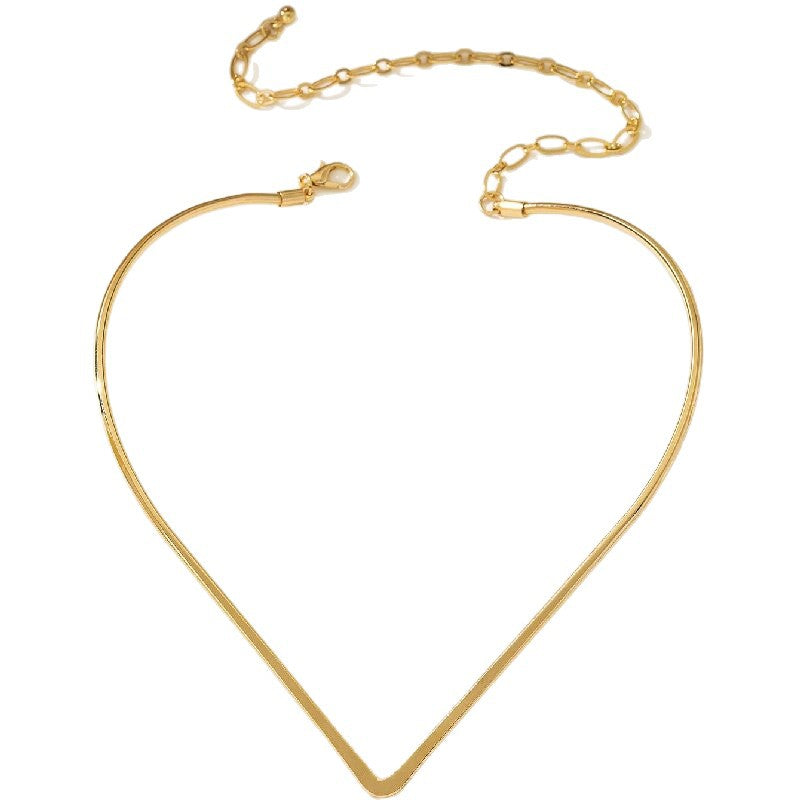 Women Choker Necklace with Modern V Design Calm Wears-https://detail.1688.com/offer/1036133907258.html-Calm Wears-Gold-Calm Wears