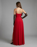 Women Elegant Evening Dress with Flowing Skirt and Deep Slit-https://detail.1688.com/offer/915487425993.html-Calm Wears-Blue-S-Calm Wears
