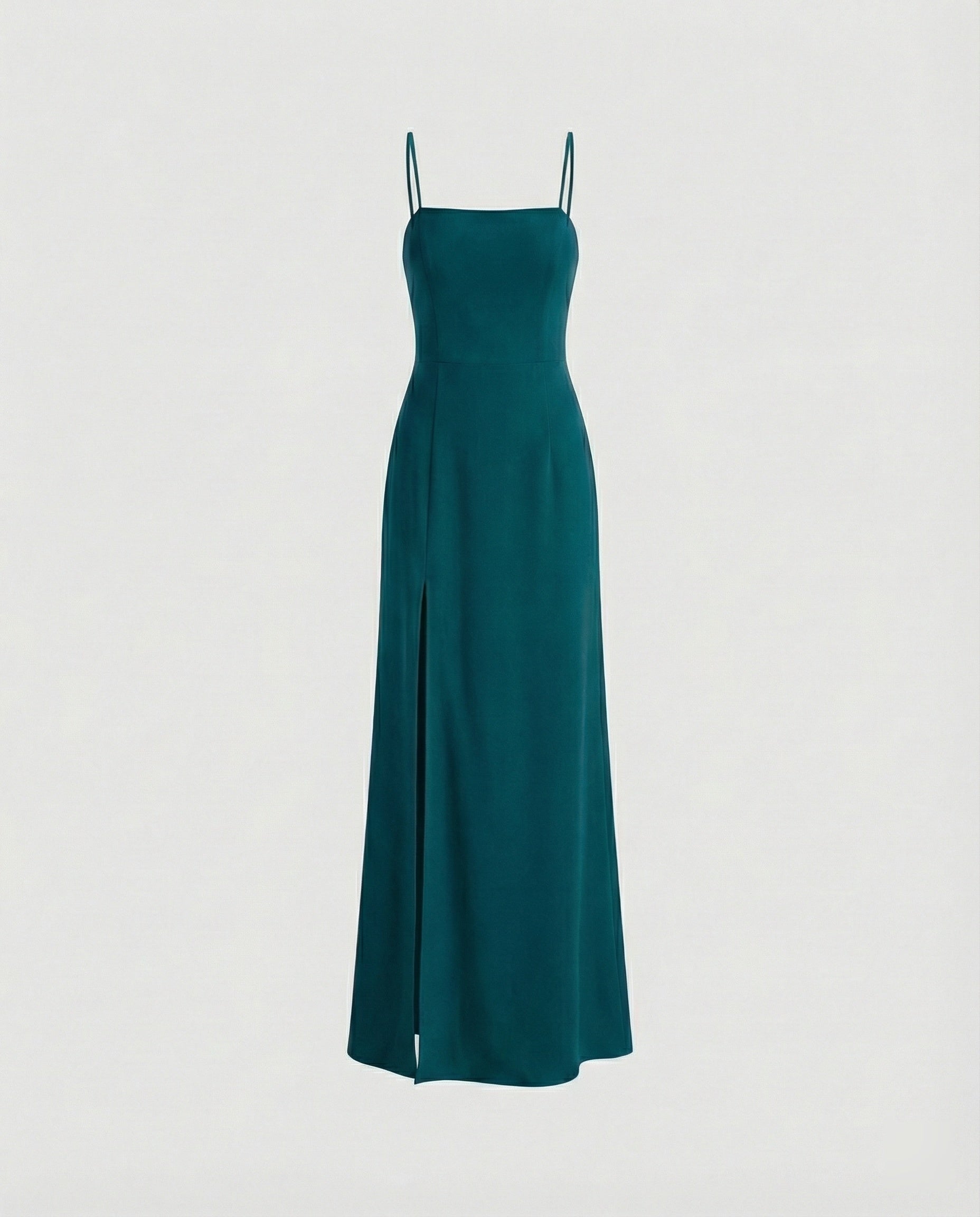 Women Elegant Evening Dress with Flowing Skirt and Deep Slit-https://detail.1688.com/offer/915487425993.html-Calm Wears-Peacock Green-S-Calm Wears