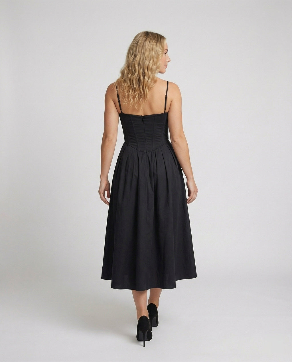 Women Elegant Long Dress with Tailored Silhouette and Flared Skirt-https://detail.1688.com/offer/785900816770.html-Calm Wears-Black-S-Calm Wears