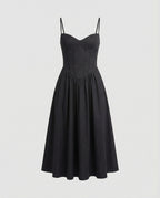 Women Elegant Long Dress with Tailored Silhouette and Flared Skirt-https://detail.1688.com/offer/785900816770.html-Calm Wears-Black-S-Calm Wears