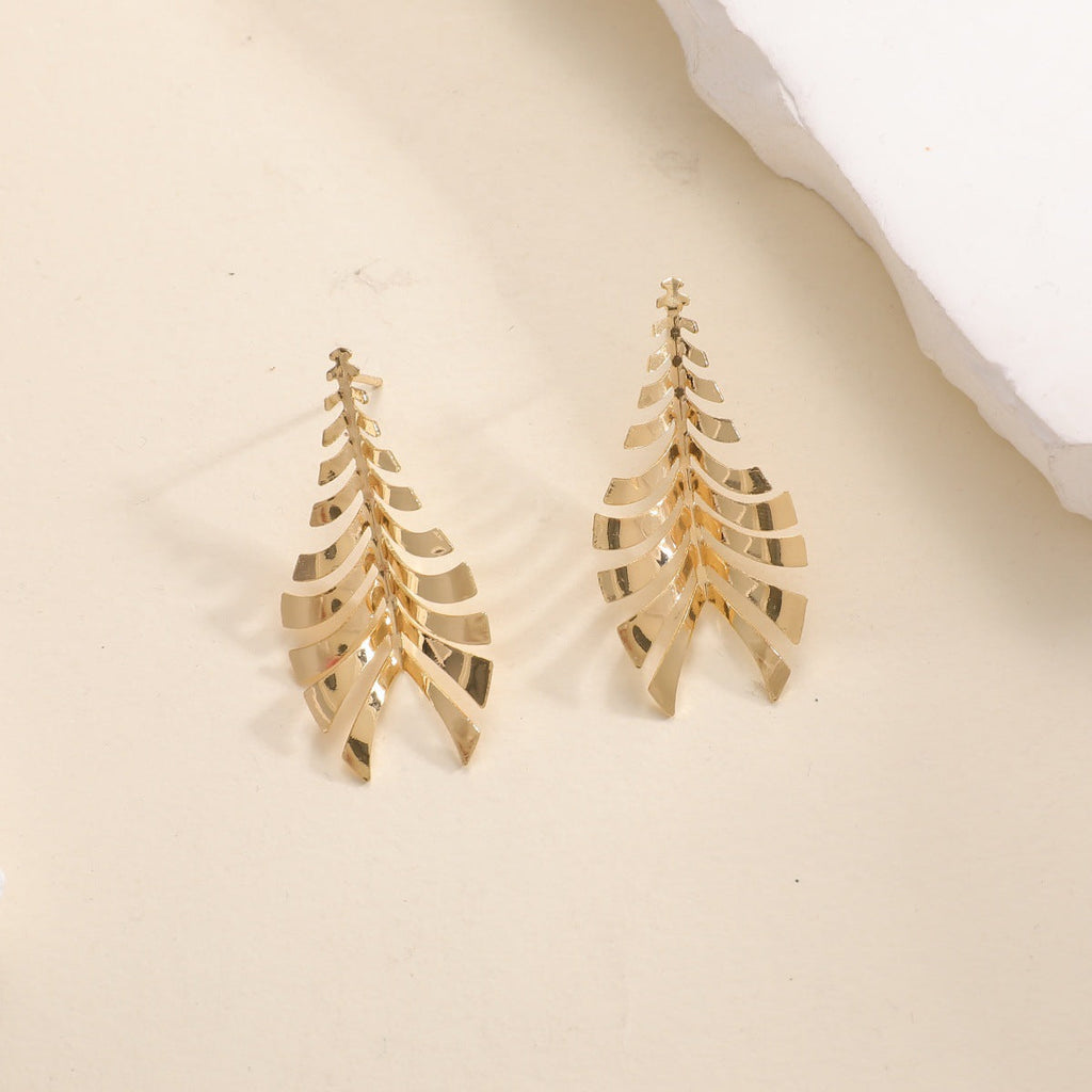 Women Hanging Earrings in Elegant Leaf Design Calm Wears-https://detail.1688.com/offer/992667498746.html-Calm Wears-Gold-Calm Wears