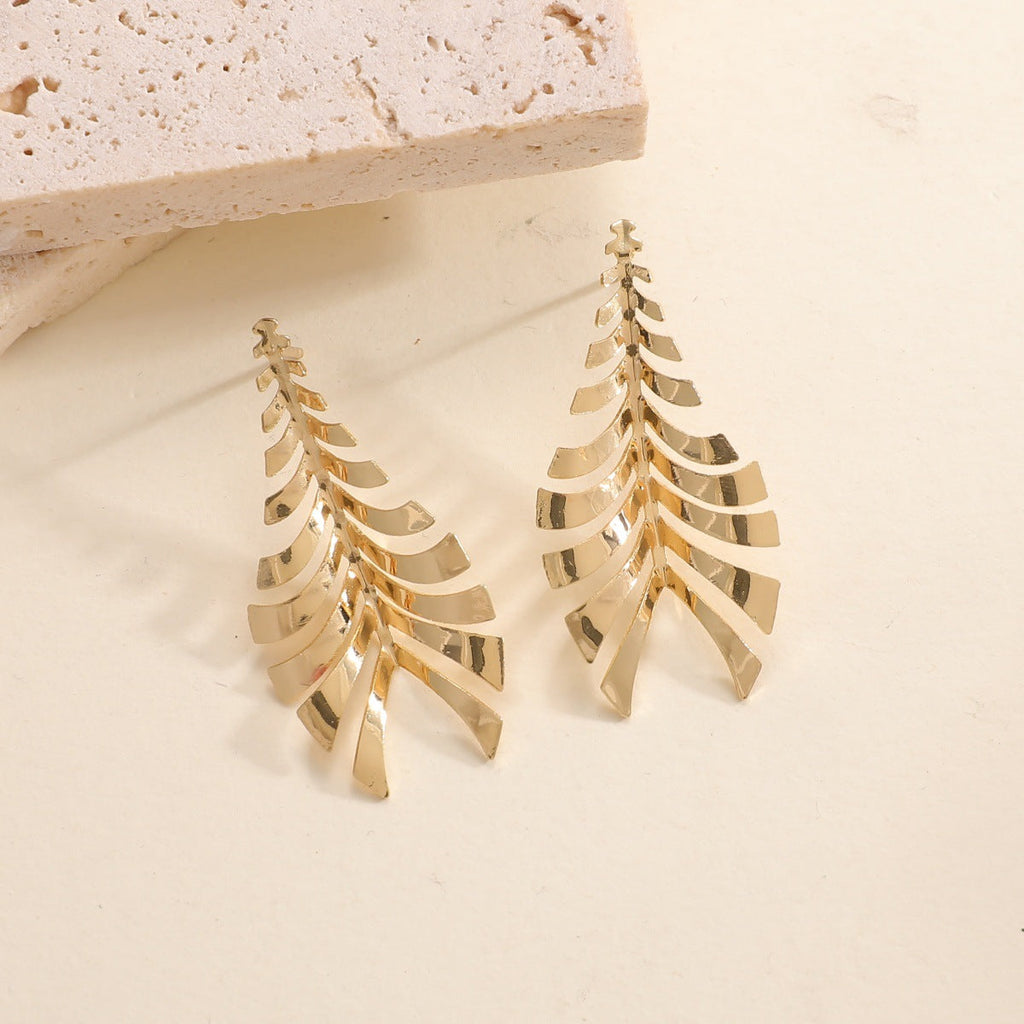 Women Hanging Earrings in Elegant Leaf Design Calm Wears-https://detail.1688.com/offer/992667498746.html-Calm Wears-Gold-Calm Wears