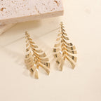 Women Hanging Earrings in Elegant Leaf Design Calm Wears-https://detail.1688.com/offer/992667498746.html-Calm Wears-Gold-Calm Wears