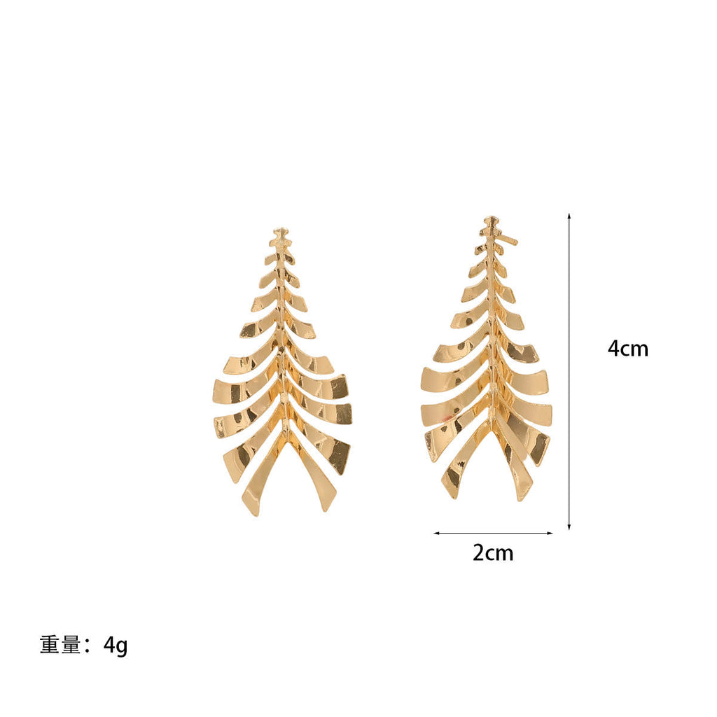 Women Hanging Earrings in Elegant Leaf Design Calm Wears-https://detail.1688.com/offer/992667498746.html-Calm Wears-Gold-Calm Wears