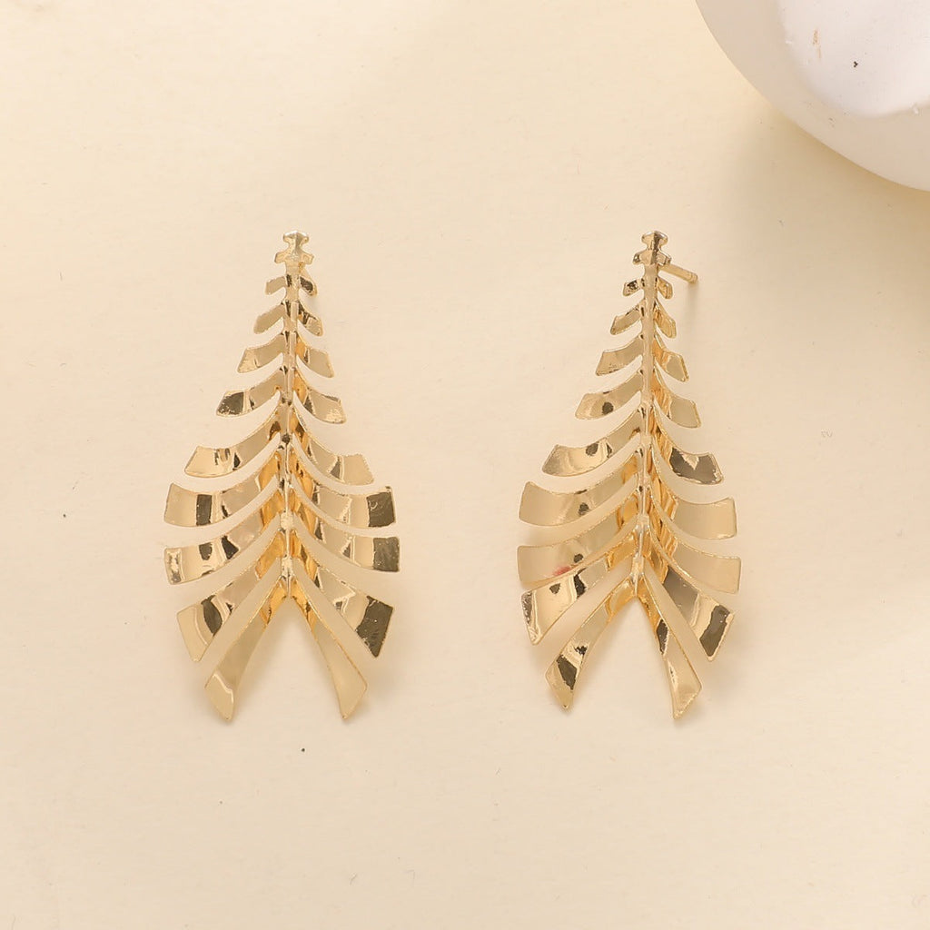 Women Hanging Earrings in Elegant Leaf Design Calm Wears-https://detail.1688.com/offer/992667498746.html-Calm Wears-Gold-Calm Wears