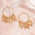 Women Hanging Earrings with Elegant Decorative Leaf Design Calm Wears-https://detail.1688.com/offer/1059828633072.html-Calm Wears-Gold-Calm Wears