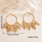 Women Hanging Earrings with Elegant Decorative Leaf Design Calm Wears-https://detail.1688.com/offer/1059828633072.html-Calm Wears-Gold-Calm Wears