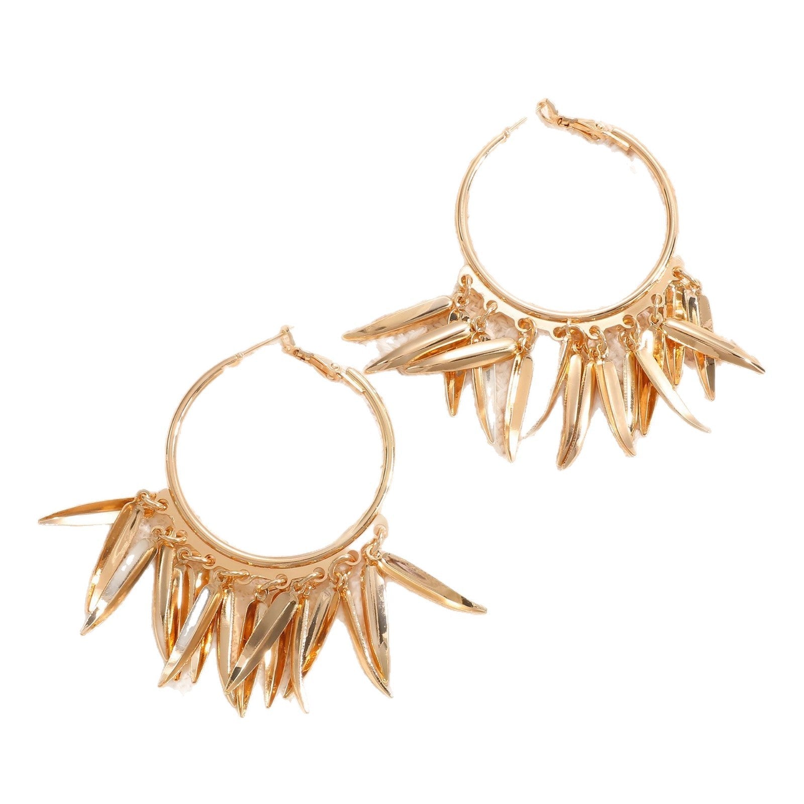 Women Hanging Earrings with Elegant Decorative Leaf Design Calm Wears-https://detail.1688.com/offer/1059828633072.html-Calm Wears-Gold-Calm Wears