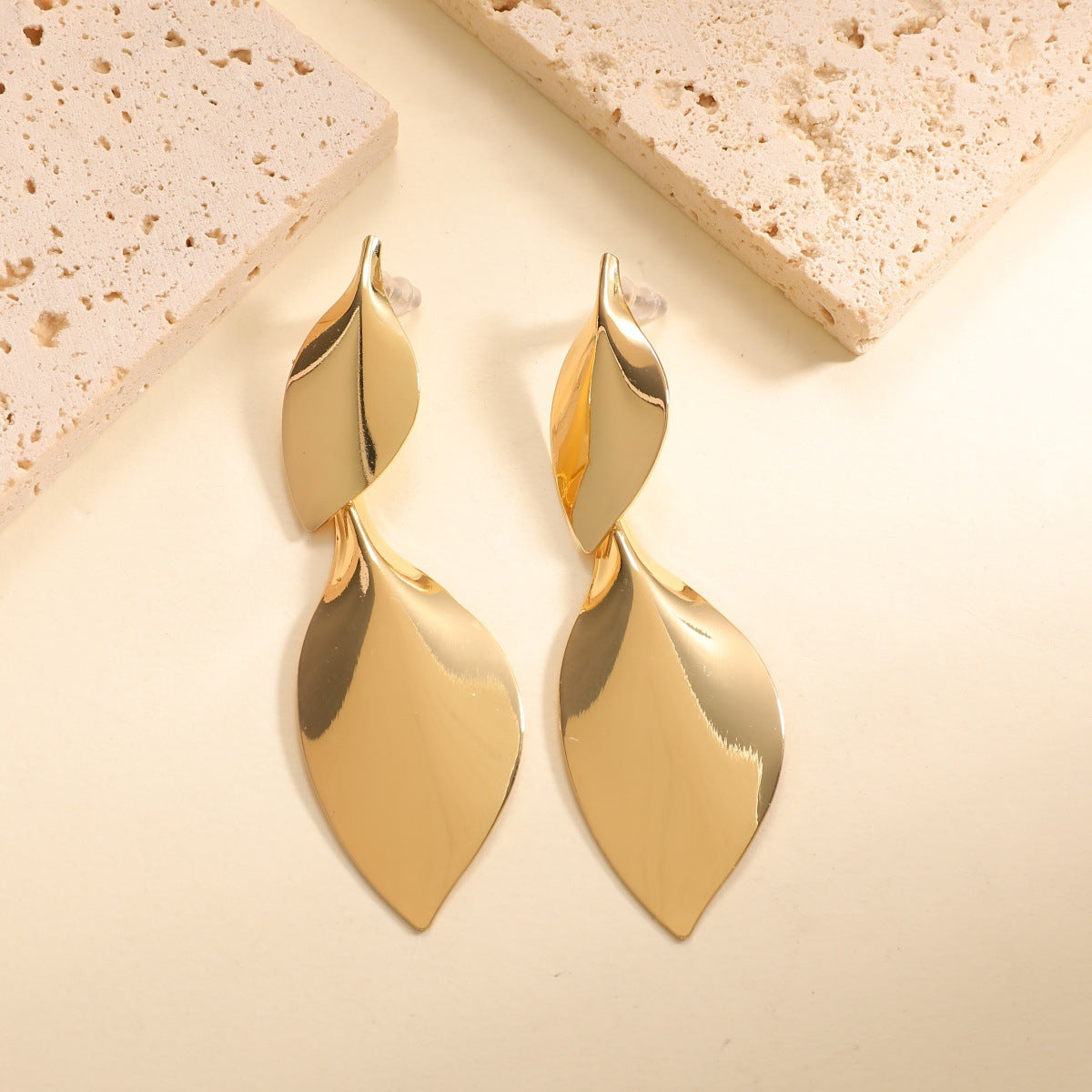 Women Hanging Earrings with Elegant Leaf Shape and Luxurious Finish Calm Wears-https://detail.1688.com/offer/1026606431353.html-Calm Wears-Gold-Calm Wears