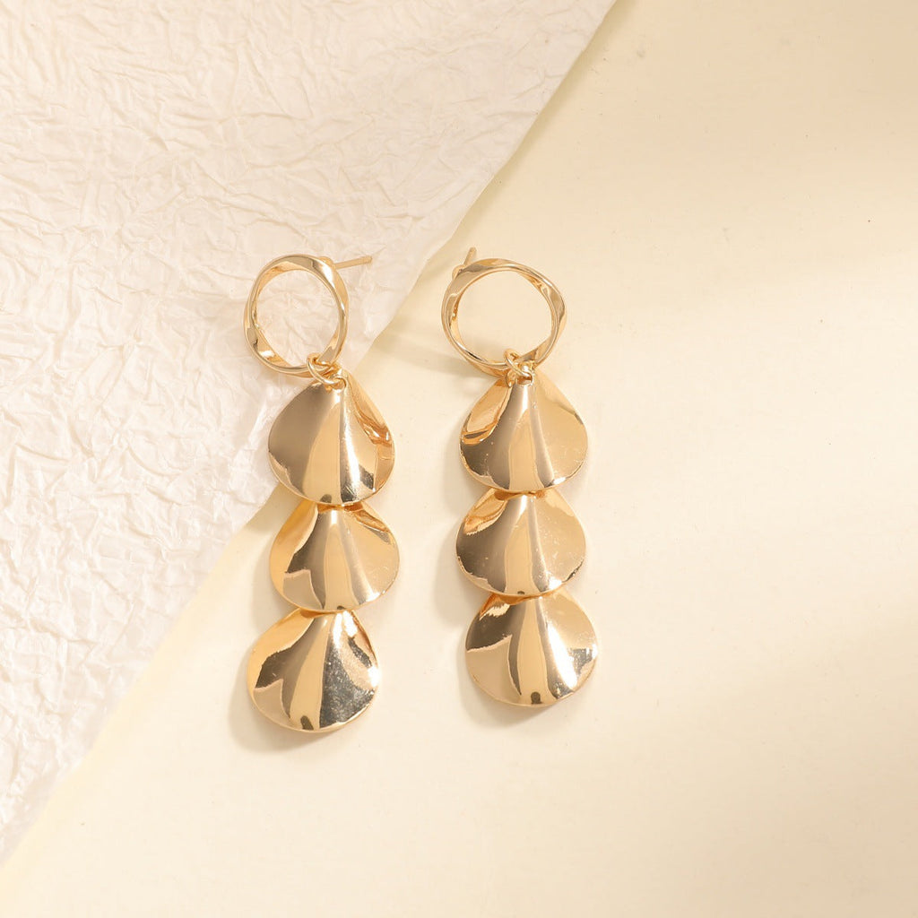 Women Hanging Earrings with Elegant Shell Design Calm Wears-https://detail.1688.com/offer/1026733626733.html-Calm Wears-Gold-Calm Wears