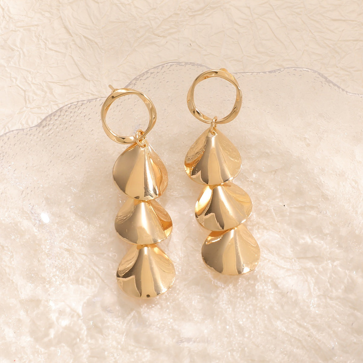 Women Hanging Earrings with Elegant Shell Design Calm Wears-https://detail.1688.com/offer/1026733626733.html-Calm Wears-Gold-Calm Wears