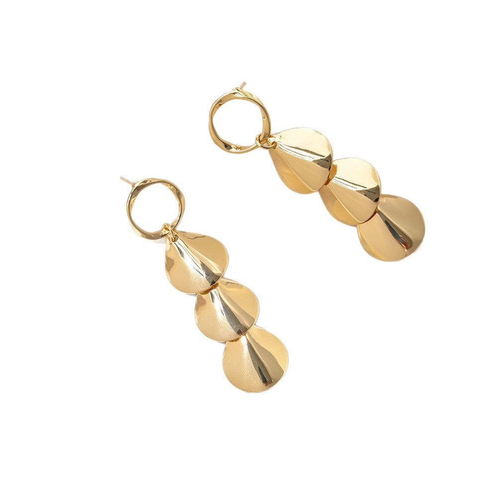 Women Hanging Earrings with Elegant Shell Design Calm Wears-https://detail.1688.com/offer/1026733626733.html-Calm Wears-Gold-Calm Wears