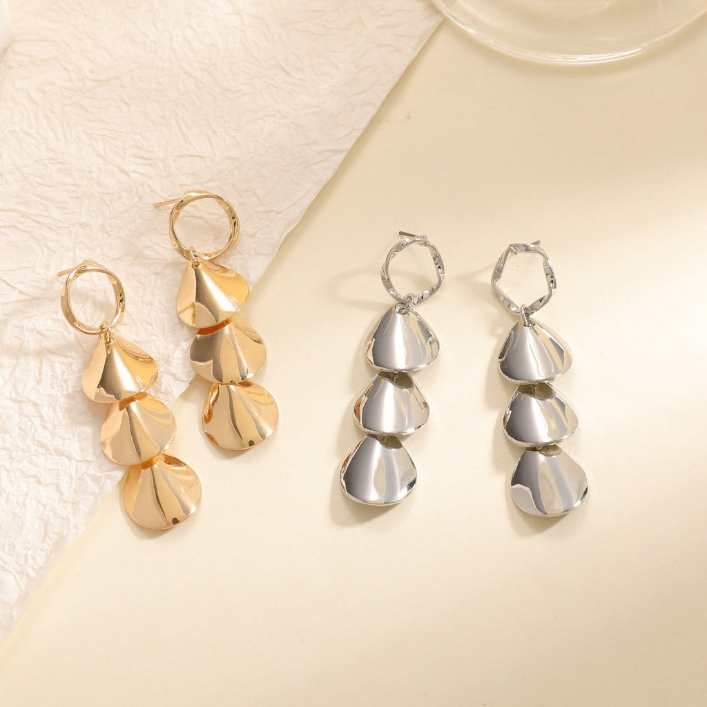 Women Hanging Earrings with Elegant Shell Design Calm Wears-https://detail.1688.com/offer/1026733626733.html-Calm Wears-Gold-Calm Wears