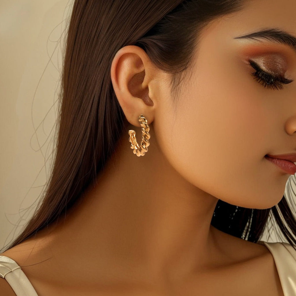 Women Hanging Earrings with Elegant Wave Design Calm Wears-https://detail.1688.com/offer/806993853134.html-Calm Wears-Gold yellow-Calm Wears