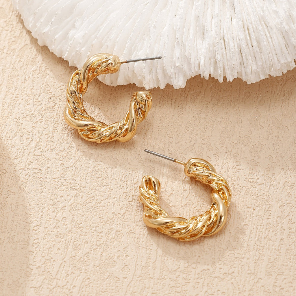Women High-Quality Earrings with Braided Design Calm Wears-https://detail.1688.com/offer/811070757677.html-Calm Wears-Gold yellow-Calm Wears