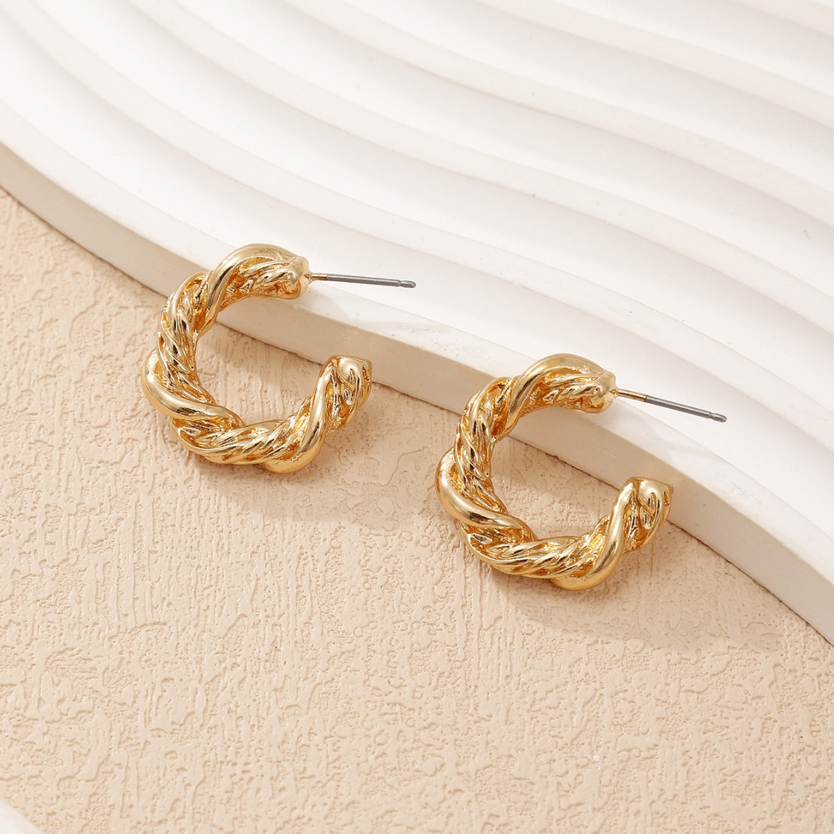 Women High-Quality Earrings with Braided Design Calm Wears-https://detail.1688.com/offer/811070757677.html-Calm Wears-Gold yellow-Calm Wears