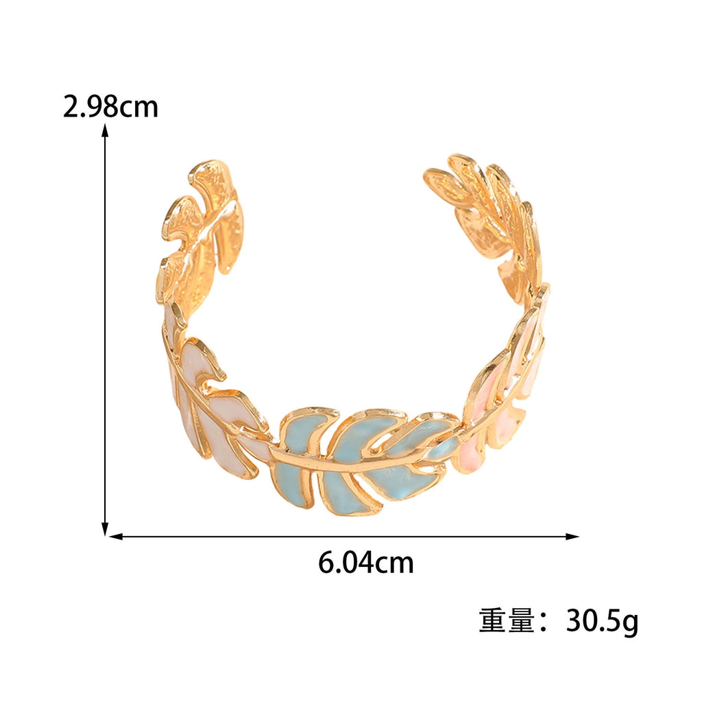 Women Open Bangle in Elegant Leaf Design Calm Wears-https://detail.1688.com/offer/1048284307137.html-Calm Wears-Style 3-Calm Wears