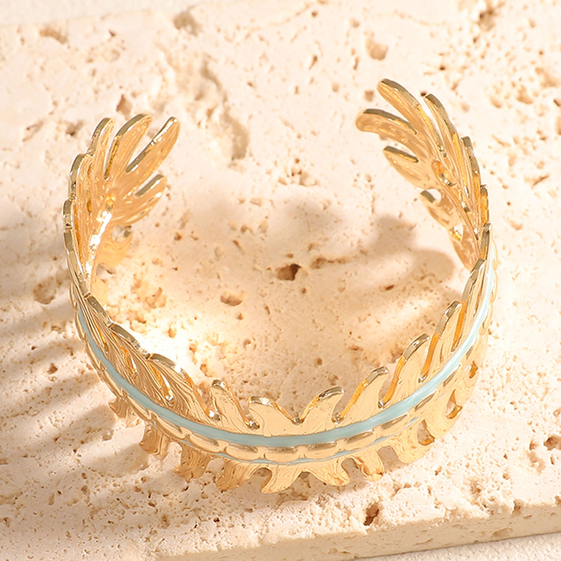 Women Open Bangle in Elegant Leaf Design Calm Wears-https://detail.1688.com/offer/1048284307137.html-Calm Wears-Style 3-Calm Wears