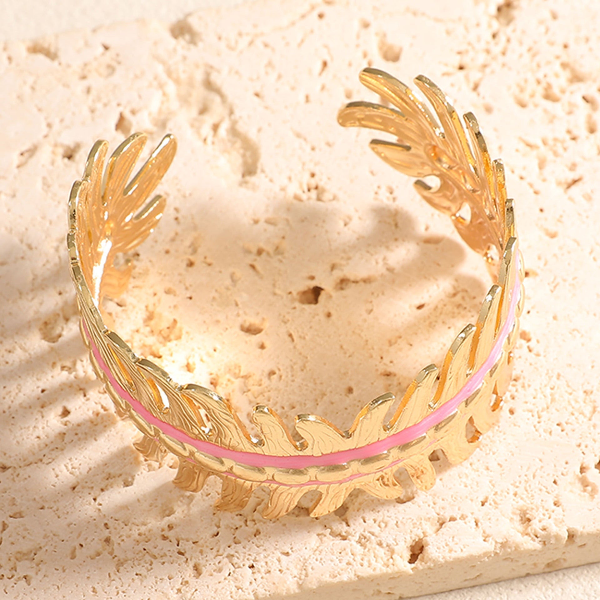 Women Open Bangle in Elegant Leaf Design Calm Wears-https://detail.1688.com/offer/1048284307137.html-Calm Wears-Style 3-Calm Wears