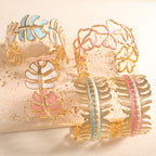 Women Open Bangle in Elegant Leaf Design Calm Wears-https://detail.1688.com/offer/1048284307137.html-Calm Wears-Style 3-Calm Wears