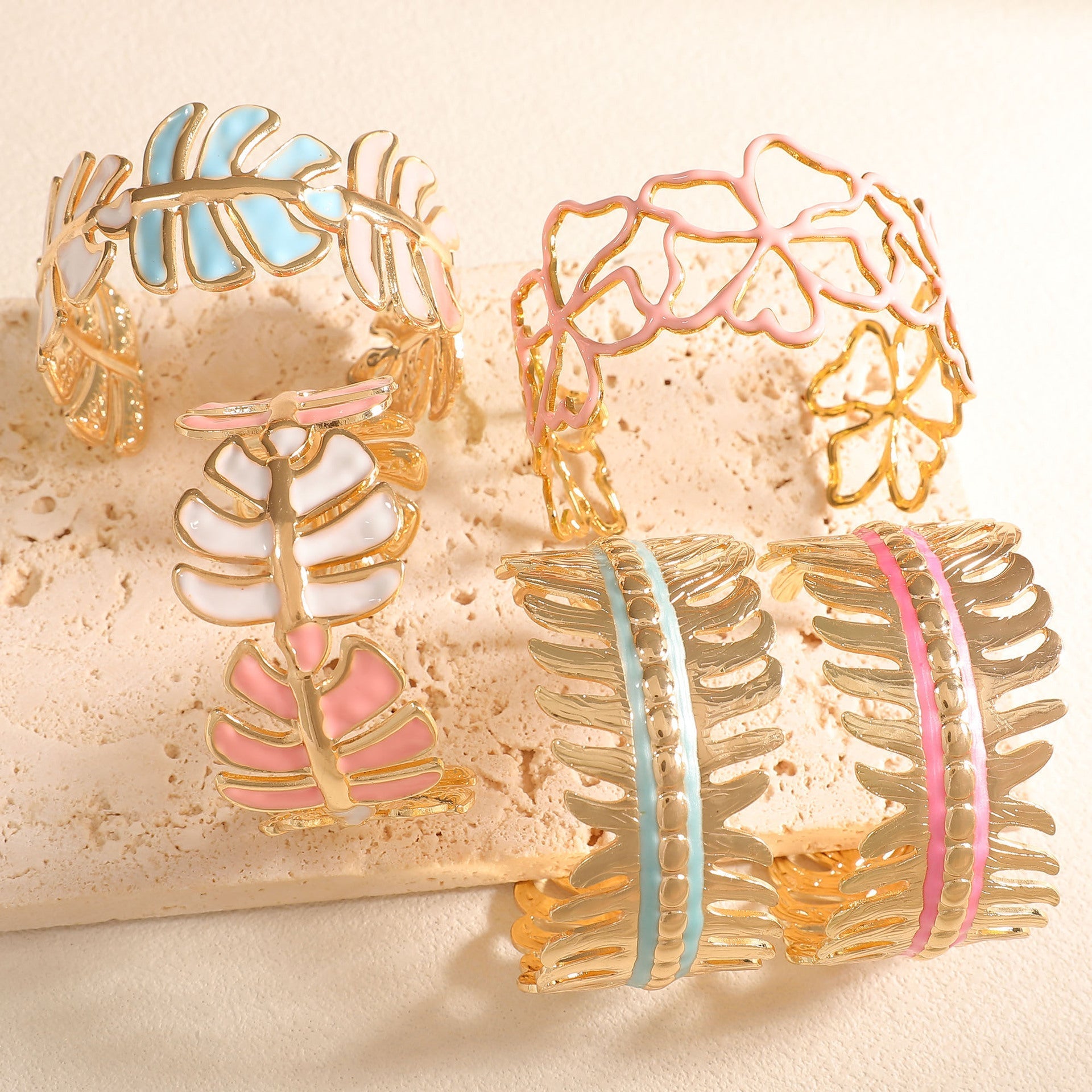 Women Open Bangle in Elegant Leaf Design Calm Wears-https://detail.1688.com/offer/1048284307137.html-Calm Wears-Style 3-Calm Wears
