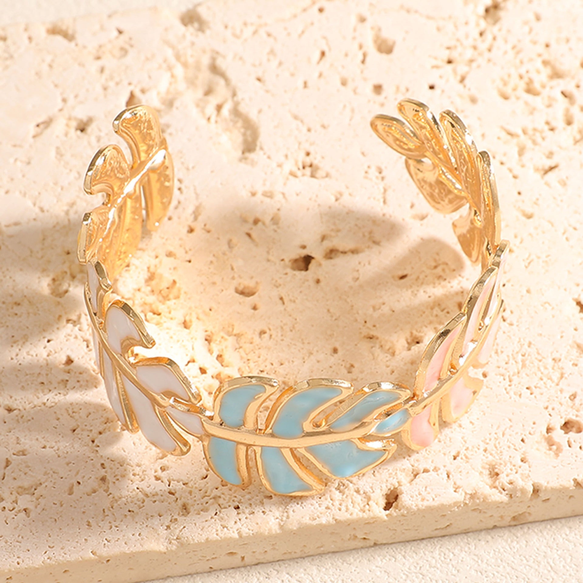 Women Open Bangle in Elegant Leaf Design Calm Wears-https://detail.1688.com/offer/1048284307137.html-Calm Wears-Style 4-Calm Wears