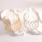 Women Open Bangle with Artfully Curved Design Calm Wears-https://detail.1688.com/offer/1055091677621.html-Calm Wears-Gold-Calm Wears