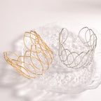 Women Open Bangle with Artfully Curved Design Calm Wears-https://detail.1688.com/offer/1055091677621.html-Calm Wears-Gold-Calm Wears