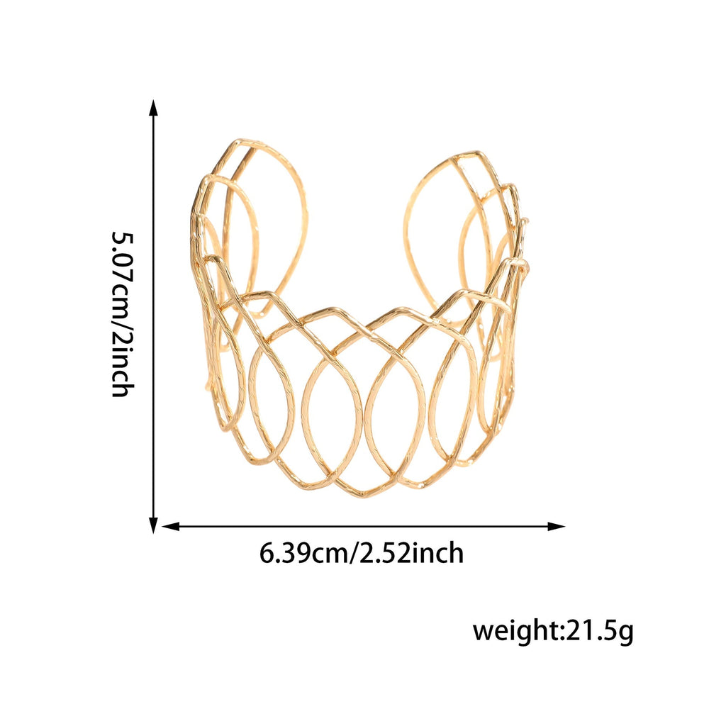 Women Open Bangle with Artfully Curved Design Calm Wears-https://detail.1688.com/offer/1055091677621.html-Calm Wears-Gold-Calm Wears