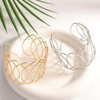 Women Open Bangle with Artfully Curved Design Calm Wears-https://detail.1688.com/offer/1055091677621.html-Calm Wears-Gold-Calm Wears