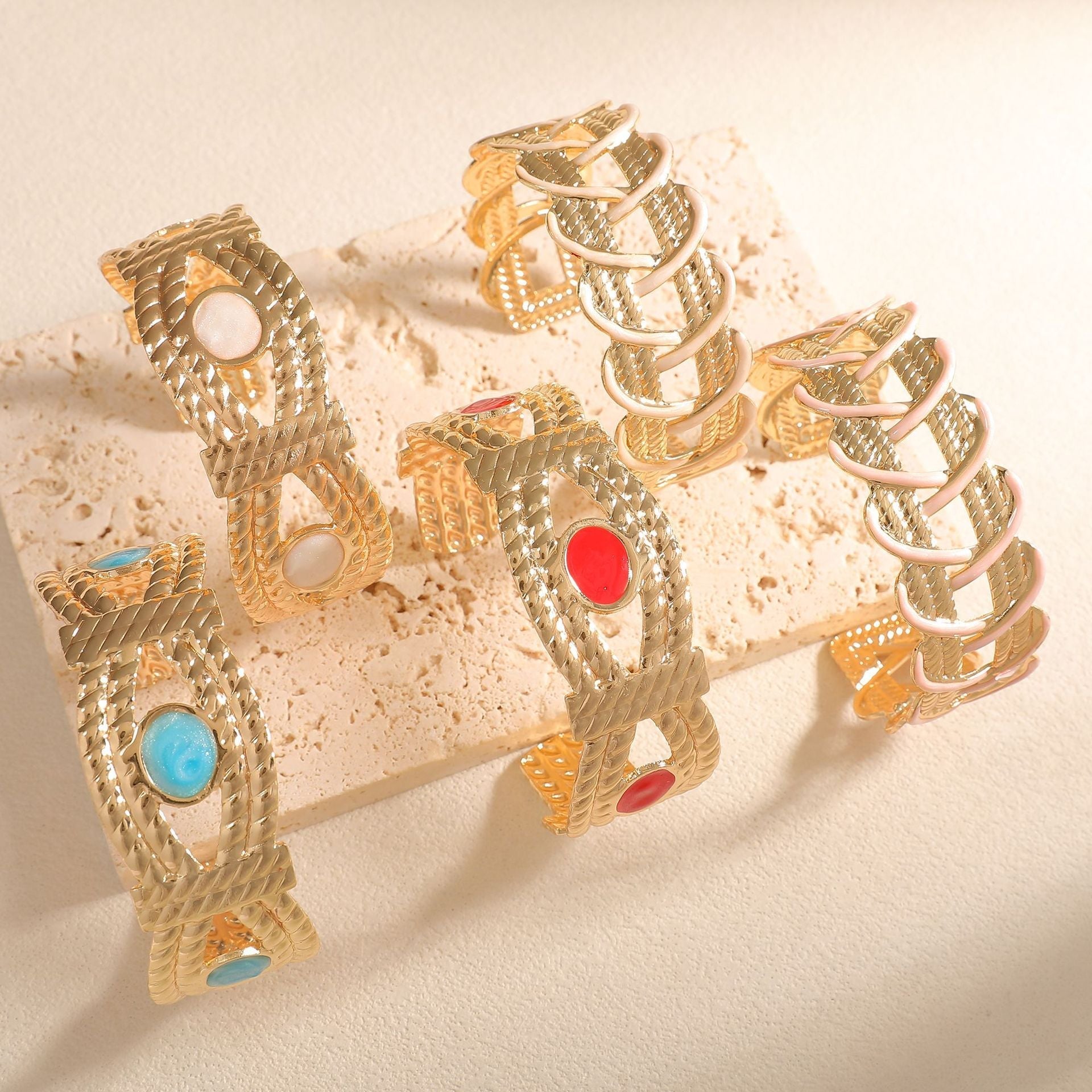 Women Open Bangle with Artistic Braiding Pattern Calm Wears-https://detail.1688.com/offer/1048199183661.html-Calm Wears-Style 5-Calm Wears